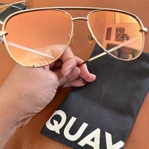 Quay Australia Rose Gold Aviator Highkey Sunglasses